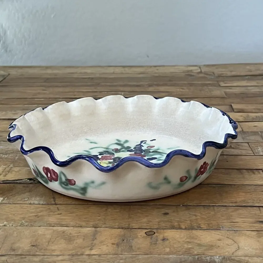 Vintage Clouds Folsom Pottery Deep Dish Pie Plate 10